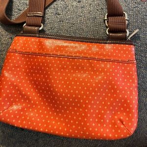 Orange fossil cross body purse